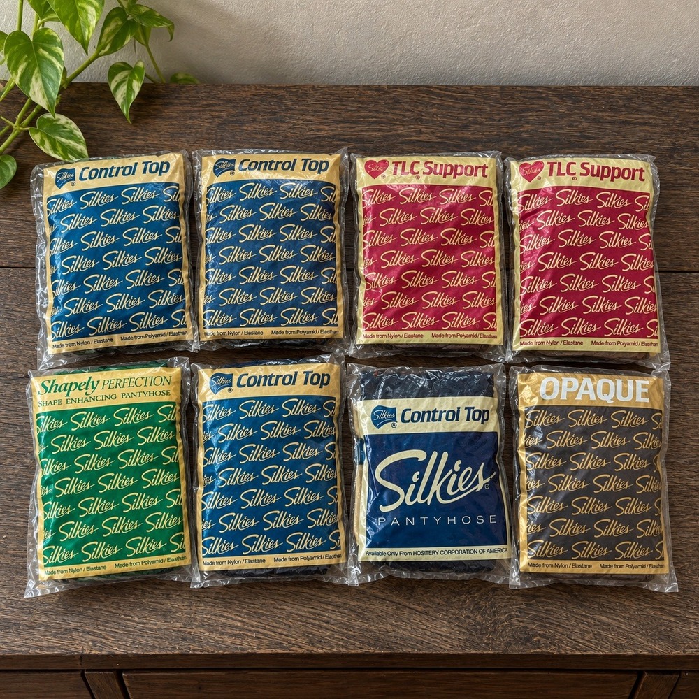 Vintage Silkies Pantyhose Lot of 8 Control Top Support Hosiery NOS 80s 90s